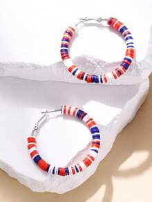 2pcs Simple Casual Versatile High-End Large Hoop Earrings For Women - Silver - View 4