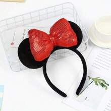 Disney 1PC Disney Minnie Mouse Ear Headband With Red Bow - Adorable Anime Theme Hair Accessory, Nylon, Hand Washable - Suitable For Theme Parks, Holiday Gifts, Party Decorations, Cosplay Headbands | Anime Themed Accessories | Polyester & Spandex, Headband