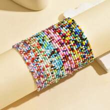 1 Set Fashionable Summer Multi-Layer Colorful Rice Bead Bracelet Jewelry Set, Unique Design, Premium Quality, Elegant