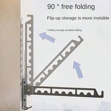 1/2/3 件不锈钢壁挂式折叠晾衣架，无需钻孔阳台折叠晾衣架 - 隐形阳台衣架，适用于浴室、卧室、窗框和墙壁 - 无需钻孔，晾衣架 - 彩色 - 查看 8