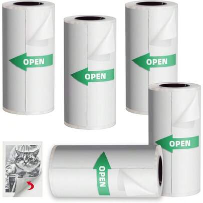 5/10/20 Rolls Mini Sticky Thermal Printing Paper, White Continuous Self-Adhesive Paper Compatible With Portable High-Definition Photo Printers For Printing, Study Notes, Work, Photos, Pictures, Memos, 57mm Mini Printer Paper,School Supplies,Back To School