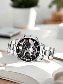 12-Piece Men's Fashion Business Quartz Watch Set, Round Dial, Alloy Band, Multiple Pieces For Free Matching, Personalized Customization, Men's Watch, Birthday Gift, Father's Day Gift, Holiday Gift - Multicolor - View 5