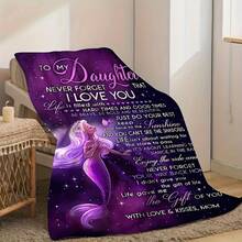 1 Piece Flannel Blanket From Mom Mermaid Blanket For My Daughter, Warm And Cozy Soft Blanket For Sofa Bed Couch - White - View 2