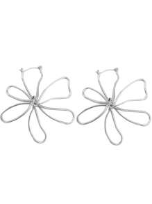 1 par de brincos minimalistas e modernos com design floral assimétrico vazado para mulheres, adequados para uso diário, férias, encontros, presente de casal, brincos de noiva modernos