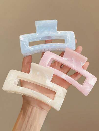 3pcs/1pc 4.33in/11cm White, Blue, Pink Square Plastic Hair Clips, Lightweight, Fashionable, Elegant, Simple, Solid Color, Suitable For Bathroom, Daily Outing, Casual, Party, Commute, Beach, Hairstyles Like Ponytail, Updo, Washing Face And Makeup, Accessories Matching Hair Claws Claw Clips Hair Jaw Clip Hair Clamps Hair Clutch Hair Claw Clip Fall Winter Hair Accessories For Women For Vacation Outfits Woman Summer Outfits