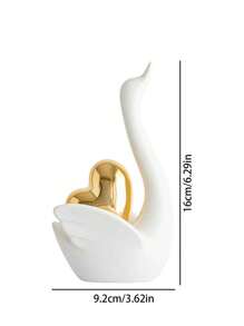 1pc Black & White Ceramic Swan Figurine, Creative Decor For Living Room, Study, Animal Succulent Planter