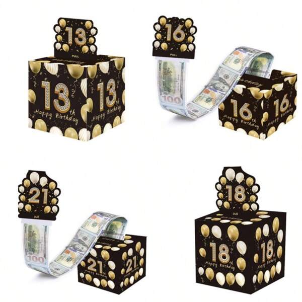 1 Stück schwarze Diamant Geldbox Geburtstagsgeschenk, Geburtstags-Party Geld Schublade Papier Box Geschenk, für 13, 18, 21 Jahre alt Geburtstag, Freunde, Liebhaber, Familie, Party Geschenke, Geburtstagsdekoration, kommt mit 30 Umschlägen