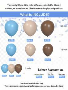 123 piezas - Kit de arco de globos con tema de oso de peluche en colores azul claro, beige, marrón, tostado y crema, corona de flores de globos de 5.9 pies (1.8 m) - Fondo metálico, superposición de arco blanco, spandex, marcador de fiesta de baby shower, revelación de género niño niña, bautizo, decoración de pared de embarazo, decoraciones de fiesta de cumpleaños, decoración de graduación, blanco - Multicolor - Ver 11