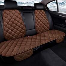 新款菱形图案保暖汽车座垫，毛绒厚皮边全包后排座椅套，5座车适用，适合秋冬季 - 彩色 - 查看 14