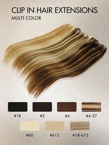 Clip In Hair Extensions Straight Real Human Hair Nature Color 14-22 Inch Invisible Silky Glossy Human Hair 7 Pcs Clip In Hair Extensions For Women Hair Extentions - SP18/613 - View 2