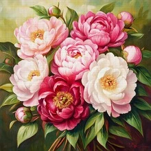 JOZYSH 1 套 40x40cm/15.7x15.7 英寸 DIY 十字绣套装，精美牡丹花印花十字绣套装，随机线板十字绣材料套装，客厅玄关卧室装饰，家居装饰艺术礼物 - 彩色 - 查看 11