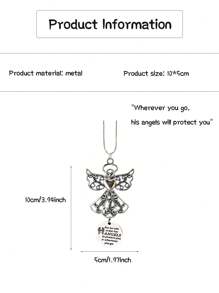 1pc Angel Car Rearview Mirror Hanging Decoration, Engraved "Where You Go, His Angel Protects You", Gift