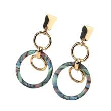 1 Pair New European & American Style Fashion Versatile Metal Hoop Acrylic Earrings, Suitable For Ladies Daily Wear, Party And Gift