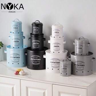NYKAINMAN 3 st återanvändbara förvaringsbehållare för köksmat - Metallmaterial, splittersäkra, fällbara design - Perfekt för potatis, lök och mer - Perfekt för hemmabruk och restaurangbruk