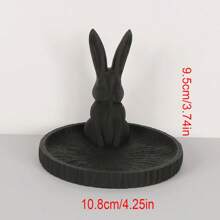 1 pièce Porte-bijoux lapin agenouillé à la lune d'esthétique orientale, nouveau style chinois, support d'affichage. Contient des bagues sur le plateau de la lune, permet d'accrocher des colliers sur les oreilles du lapin. Cadeau idéal pour la Saint-Valentin, la Fête de la mi-automne pour les femmes. Organisateur de stockage, accessoires de voyage, retour à l'école, stockage pour dortoir