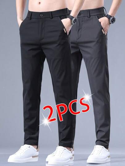 Men's Casual Cone-Shaped Pants With Rivet Details, Solid Color, Fall