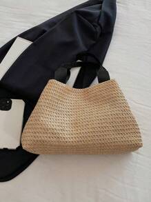 A Fashionable New Spring And Summer Seaside Holiday Straw Hand-Held Tote Bag, Suitable For Women'S Daily Use, Work Beach Vacation, Can Be Printed With Personalized Names Or Information.