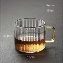 2/4/6/12pcs Straight Glass Cup, Golden Handle, 130ML, Cute & Elegant Japanese Heatproof Transparent Glass For Espresso, Juice, Tea Brewing And More Occasions