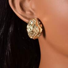 Set de 4 piezas de joyería de mujer con patrón de líquido de pulido de metal, que incluye collar, pulsera, anillo y aretes, adecuado para bodas, novias, fiestas y banquetes
