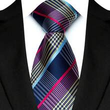 Corbata de lujo de 8CM para hombre, corbatas a cuadros florales a rayas de Color púrpura para hombre, corbata tejida de Jacquard para novio, corbata para de boda y negocios TFYP - 08 - Ver 10