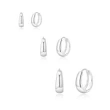3 pares de aretes aros de cobre de aleación con diseños geométricos minimalistas de círculo y pentágono, uso diario para mujeres