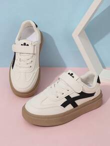 1 双适合大童的高品质时尚运动鞋，2025 新款校园运动鞋，软底软面运动鞋，男童休闲鞋，透气女童帆布鞋，幼儿园学生运动鞋，儿童多功能钩环帆布运动鞋 - 黑色 - 查看 7