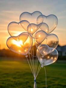 25pcs Transparent Heart-Shaped Balloons, Latex Heart Balloons For Wedding, Birthday Party, Bachelorette Party, Anniversary Celebration, Theme Events Decor Summer Gifts Beach Back To School School Supplies Room Decor