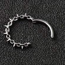 1pc 316 Stainless Steel Segmented Connected Nose Ring, Punk Style Ear Piercing Jewelry With Lock Chain Design, Spike Center Septum Ring, Suitable For Nose And Ear Cartilage Piercing, Sexy Unisex Body Jewelry