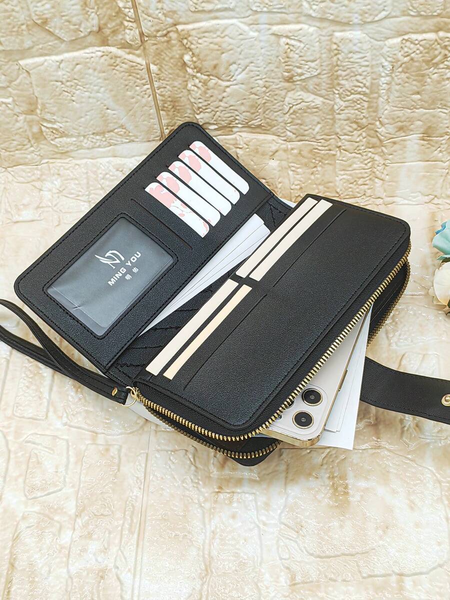 MINGYOU New Multi-Function Zipper Handbag Wallet & Phone Pouch For Women Wallet Long Wallet Wallet Purse Wallet Wallet Keychain Wristlet Wallet - Black - View 1