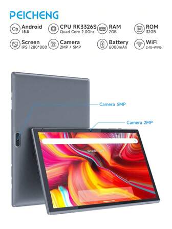 Coopers ZB10 10.1 英寸 Android 15 平板电脑，RK3326S 四核 1.6Ghz/2GB RAM 32GB ROM/2.4G WiFi+WiFi 6/蓝牙 5.2/FHD IPS 触摸屏/2MP+5MP 双摄像头/Type-C/G-Sensor/6000mAh/支持 1TB SD 扩展（无适配器）