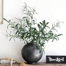 1/3/40PCS Olive Branch Artificial Plant Green Leaf Stem Olive Leaf Fake Silk Plant Artificial Green Leaf Wedding Bouquet Arch Decoration Table Flower Arrangement Center Decoration Vase Filling For Family Party Decoration, Valentine's Day, Gifts - Green - View 7