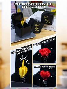 Pop-Up Middle Finger Surprise Gift Box - Prank Novelty Gag Gift For Adults, Office Desk Decor, Wedding, Birthday, Bachelorette Party, Christmas, April Fools & Holiday Pranks - Funny Practical Joke Gift For Friends, Family, Husband, Wife, Boyfriend, Girlfriend,Add Joy To The Party. - Multicolor - View 8