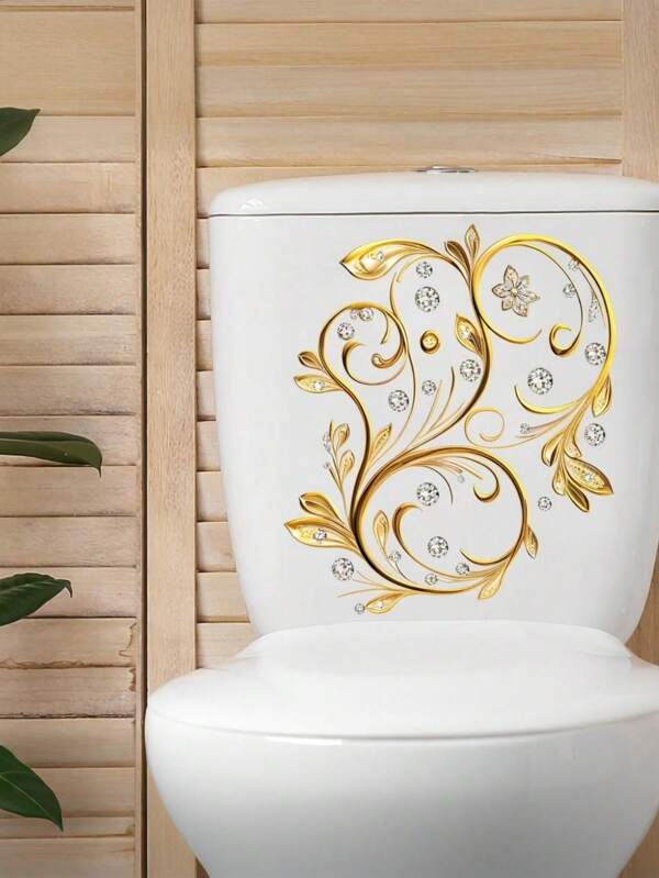 1pc 3D Patterned Toilet Lid Sticker, WC Pedestal Pan Cover Decal, Waterproof Mural Art For Bathroom Vinly Decal,Decorative For Bathroom,Bathroom Decor,Removable Sticker Wall Stickers Wall Decor Wall Sticker Personalised Stickers