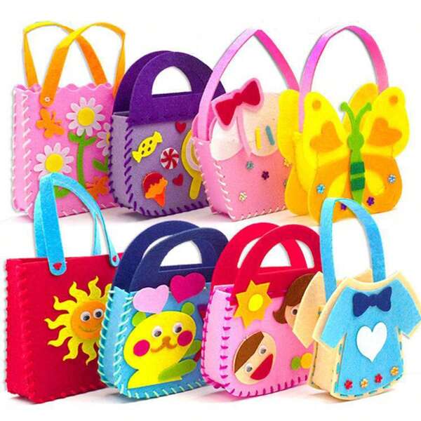 1 set Sewing kit fai-da-te per bambini, set artigianato borse per ragazze, aghi di sicurezza e tessuto in feltro, senza alimentazione elettrica, perfetto per compleanni, apprendimento divertente, espressione creativa e sviluppo delle capacità motorie fini
