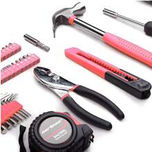 39-Piece All Purpose Household Pink Tool Kit For Girls, Ladies And Women - Includes All Essential Tools For Home, Garage, Office And College Dormitory Use