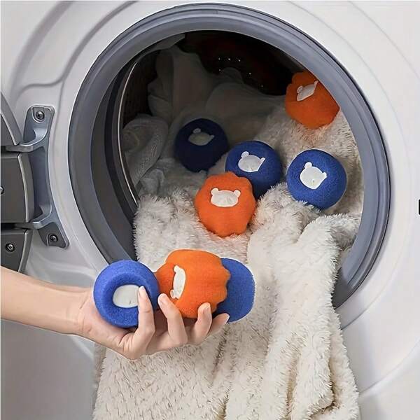 6pcs/ Pet Hair Remover Used In Washing Machine, Dryer Ball Reuse, Reduce Wrinkles, Save Washing Machine Free Drying Time