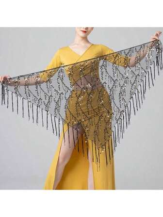 肚皮舞亮片流苏三角巾，舞蹈表演腰带服装，爵士舞臀巾，街舞腰链配饰，现代舞腰巾