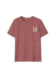 Camiseta de manga corta de mujer con cuello redondo, de uso casual, con estampado versátil y simple de árbol de palma, adecuada para el uso diario. Blusas gráficas de mujer en blanco, negro y rosa para atuendos de vacaciones