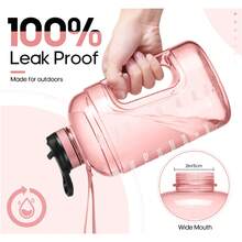 UKEIN Large 74 Oz/Half Gallon Motivational Water Bottle With 2 Lids (Chug And Straw), Sports Drink Water Jug With Time Marker For Camping Sports Workouts And Outdoor Activity - 粉色 - 查看 5