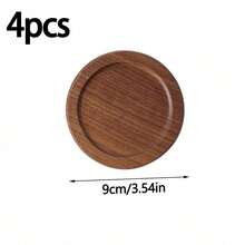4件/3件/2件/1件黑胡桃木杯垫，1套木质杯垫套装，黄榉木圆形杯垫，榉木杯垫套装，咖啡杯垫，餐桌装饰，厨房客厅餐桌装饰，隔热杯垫