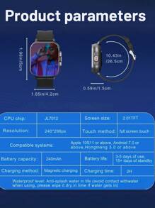 EFFEOKKI EFFEOKKI 2 In 1 Smart Watch With Earbuds Wireless 2.01 Inch Display Earphones Headset Make Answer Call Sport Smartwatch Compatible With Iphone Android Smartphone