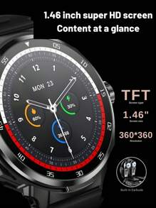 EFFEOKKI EFFEOKKI 2-In-1 Smart Watch With Earbuds Inside For Men, Popular Fitness Watch With Earphones, Integrated Earbuds, Alarm, NFC, High-Quality 2-In-1 Design Smartwatch, Compatible With Iphone Android Smartphone