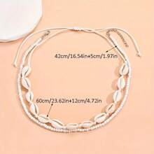 2 pièces Ensemble de bracelets/bracelets de cheville/colliers ajustables de style plage d'été avec perles