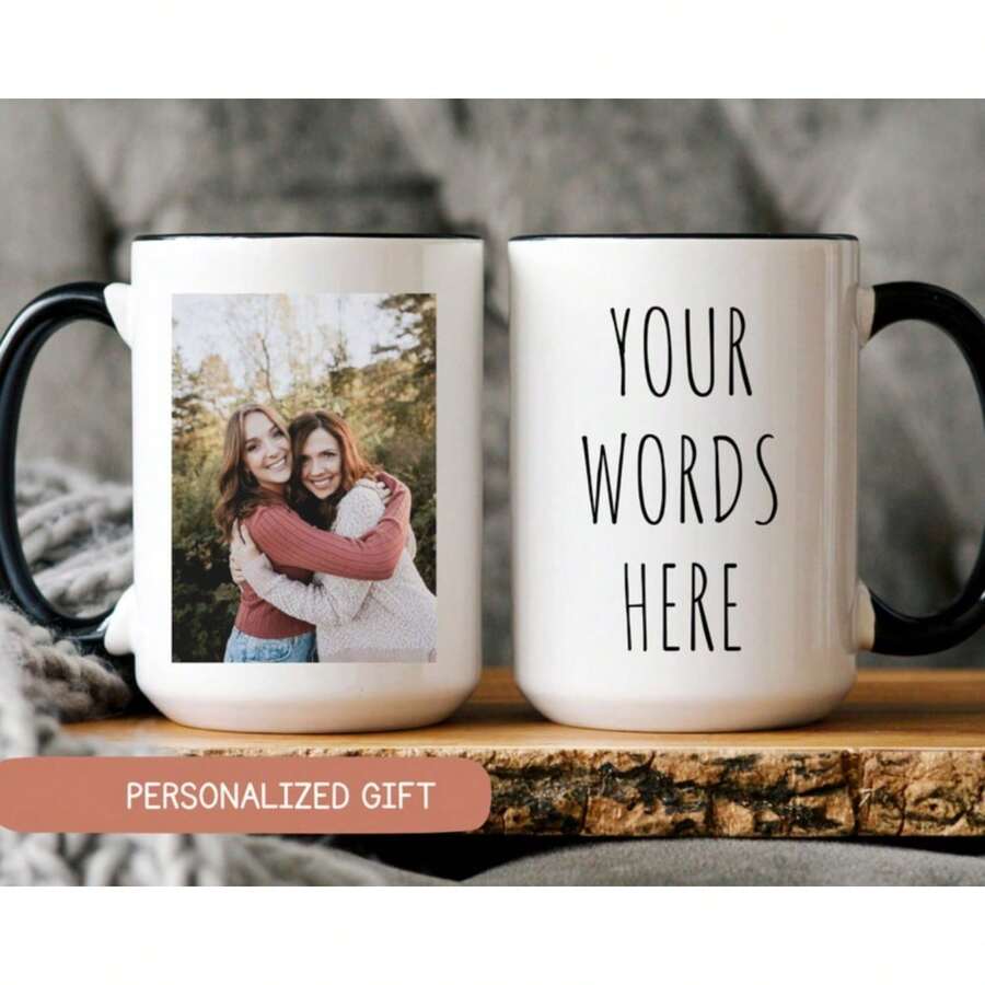 1pc 11oz Custom Photo Mug Grandma, Personalized Photo For Grandma, Photo Mug Mom, Mug With Photo And Text, Personalized Photo Coffee Mug, Picture Cup,Coffee Mug - trắng - Xem 1