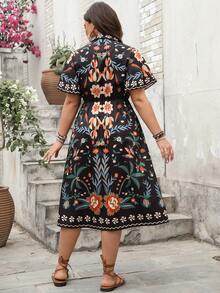 Embrace Your Boho Chic Style With Our Plus Size Bohemian Maxi Dress In Black - Available In Sizes 1XL To 4XL - Black - View 2