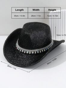 1pc Unisex Holographic Solid Color Laser Cowboy Hat, Sparkling Rhinestones, Gothic Street, Cyberpunk Neon, Y2K Style, Fashionable & Elegant, Bright Vibrant Colors For Spring/Summer, Suitable For Parties, Music Festivals, Outdoor Picnics, Western Themed Events