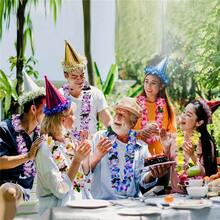 4 件女士彩色夏威夷花环（1 个发环、1 个项链、2 个手链）适合毕业派对、舞会、户外拍照道具、夏季海滩度假派对 - 彩色 - 查看 10