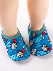 1Pair 0-3years Baby Kids Anti-Slip Socks Floor Foot Socks For Boys And Girls Animal Print Cartoon Barefoot Aqua Socks Non-Slip Shoes
