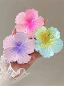 6pcs Colorful Flower Decor Hair Clips, Stylish & Sweet For Teens And Young Adults - Multicolor - View 6