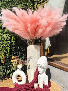 3 pièces/12 pièces Décoration de pampas rose, décoration de salon, pampas artificiels rose pâle faux petits et moelleux boho, décoration de mariage et de fête, remplissage de vase, décoration d'automne